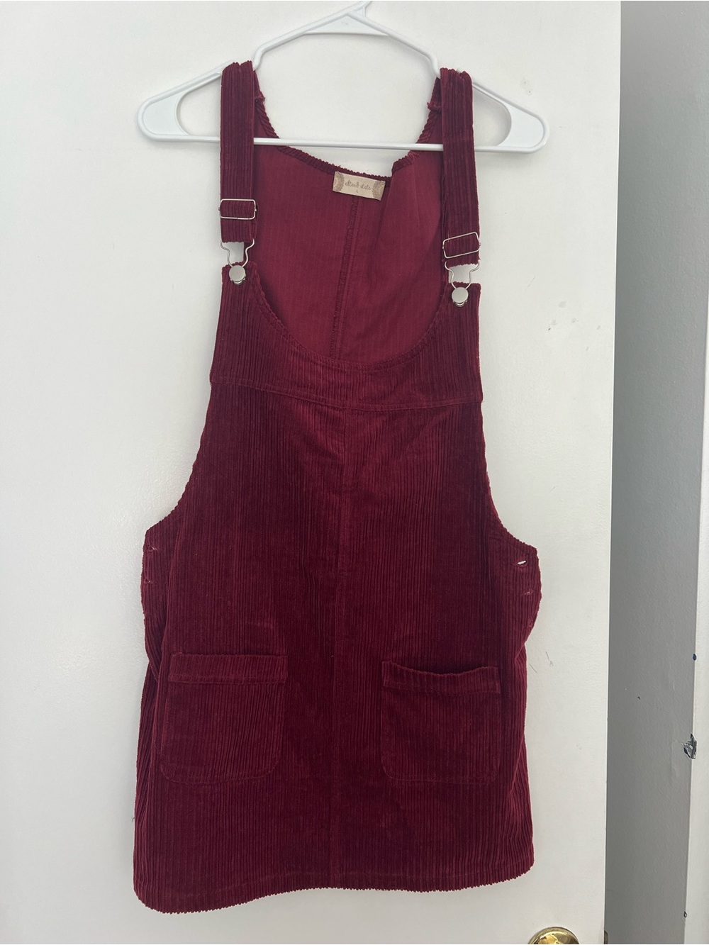 Altar'd State Deep Burgundy Corduroy Pinafore Dress